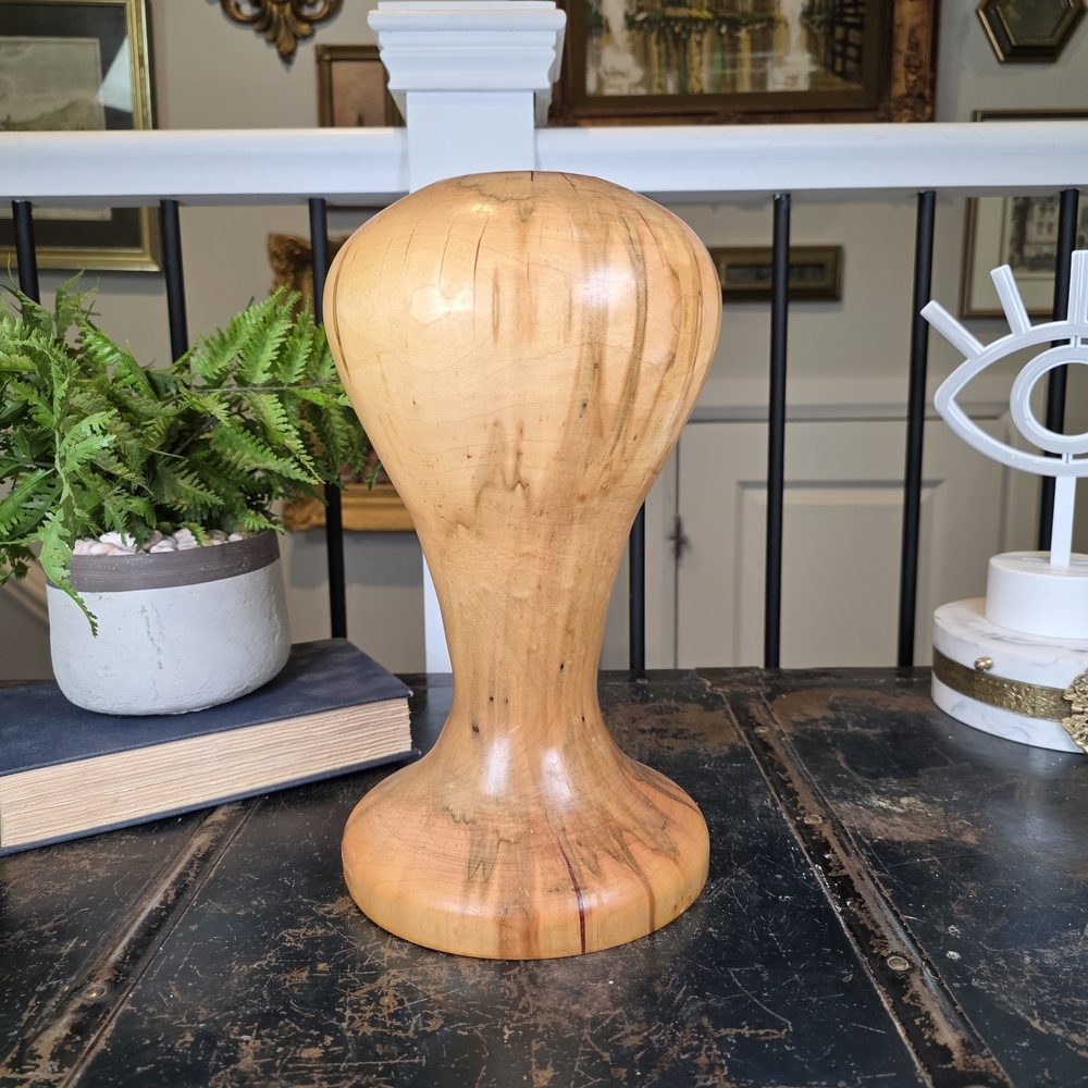 MCM Artisan Spalted Wood Vase 12" | Hourglass Gourd Sculpture Treenware